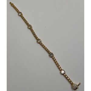 Judith Ripka Gold tone Sterling Silver Diamonique Tennis Bracelet Average 7.25